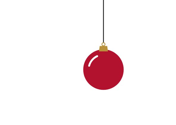 Motiv 05: Rote Christbaumkugel mit goldener Kappe an schwarzem Faden auf weißem Grund